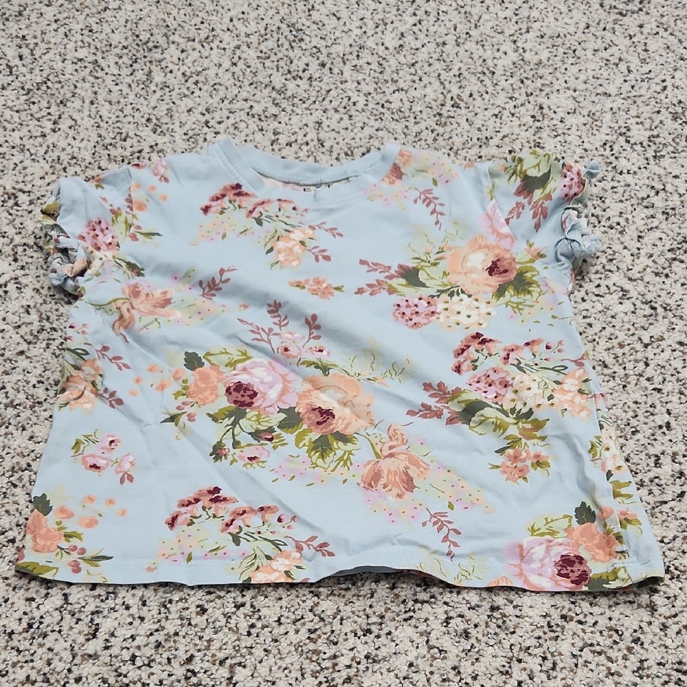 Next Floral Toddler Girls Tee - Light Blue and Pink